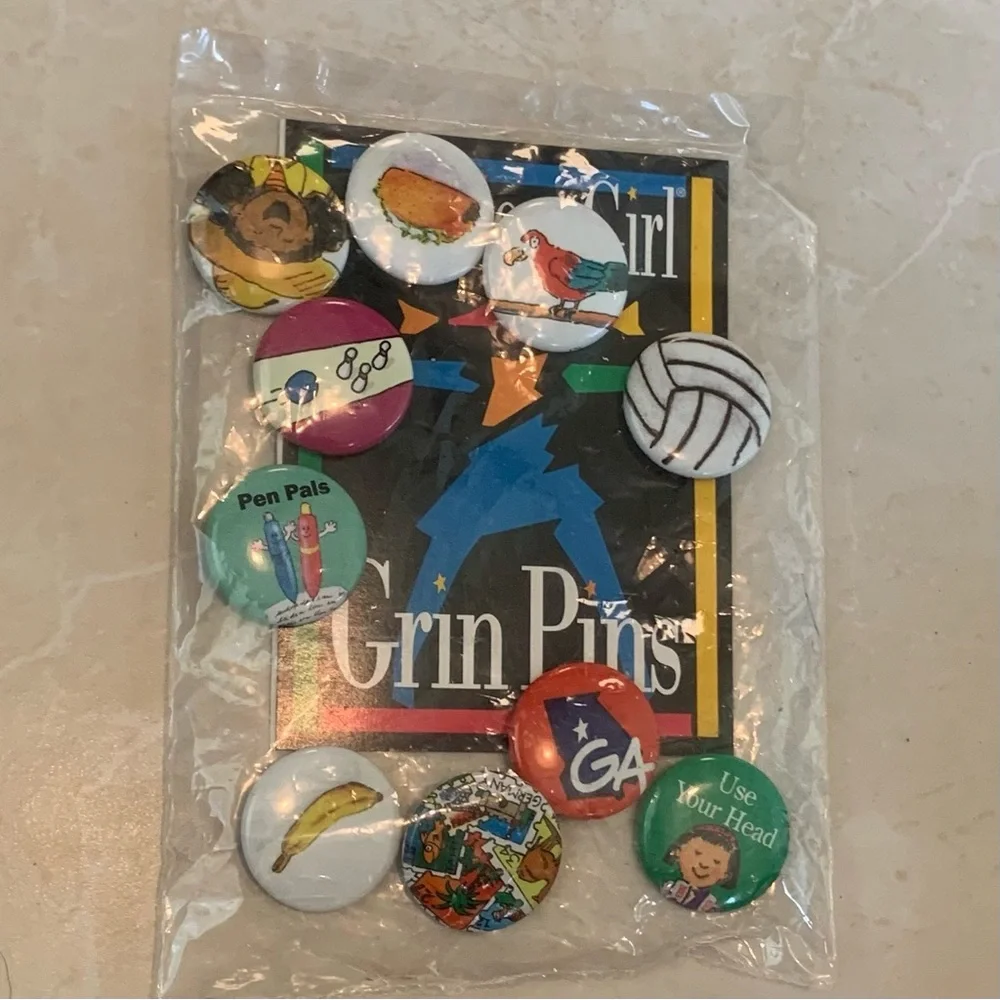 American Girl Grin Pins 1994 Sealed Bag 10 pin package collection Rare Find VTG - Picture 4 of 7